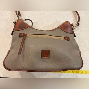 Dooney & Bourke Taupe and Brown Leather Shoulder Bag